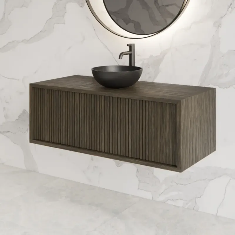 Gliss Design Heronimus badmeubel met ribbelfront 90cm charcoal Fabrieksprijs