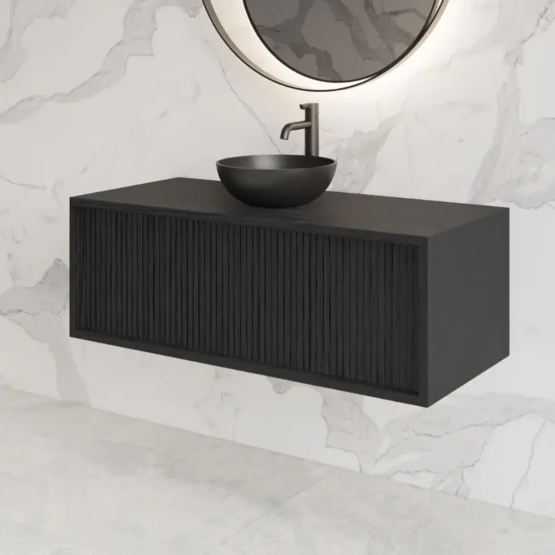 Gratis Retour Gliss Design Heronimus badmeubel met ribbelfront 100cm black veneer