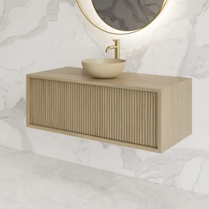 Tijdelijk Beschikbaar Gliss Design Heronimus badmeubel met ribbelfront 100cm corn silk