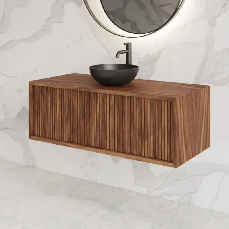 Shop Nu Gliss Design Heronimus badmeubel met ribbelfront 100cm walnut