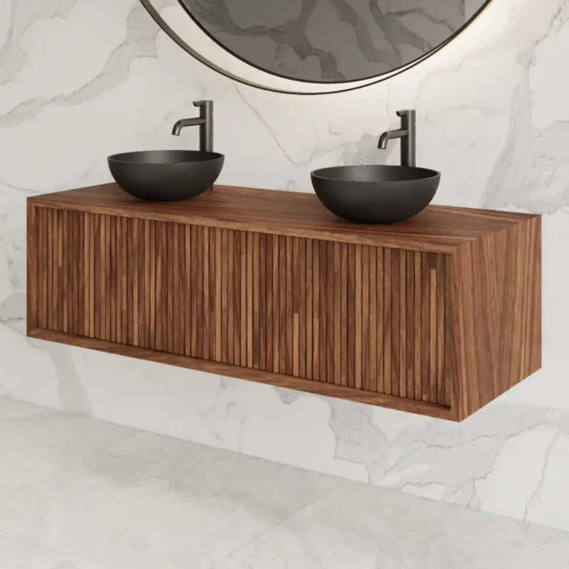 Gliss Design Heronimus badmeubel met ribbelfront 120cm walnut Koopje