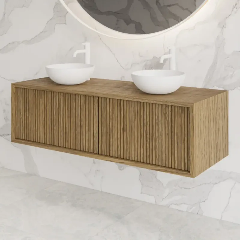 Laatste Kans Gliss Design Heronimus badmeubel met ribbelfront 120cm met 2 lades castle brown