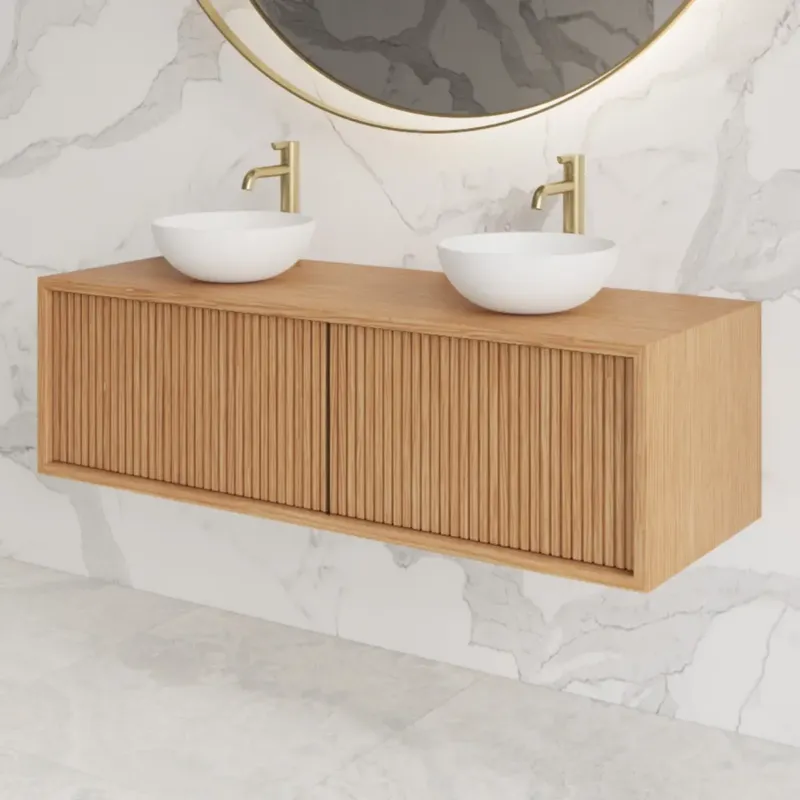 Korting Gliss Design Heronimus badmeubel met ribbelfront 120cm met 2 lades pure