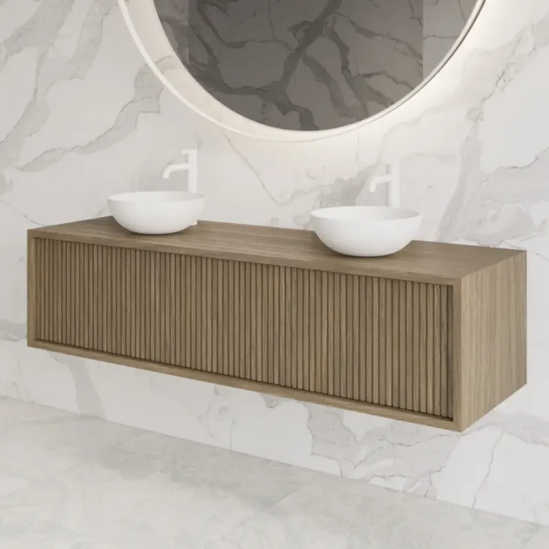 Gliss Design Heronimus badmeubel met ribbelfront 140cm ash grey Uitverkoop