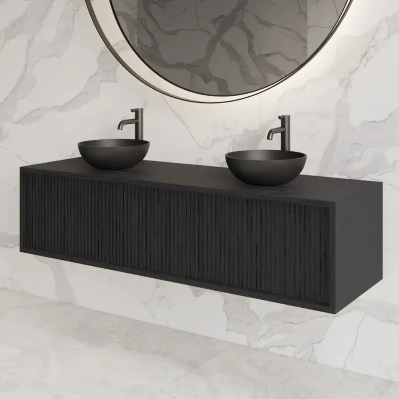 Gliss Design Heronimus badmeubel met ribbelfront 140cm black veneer Populair