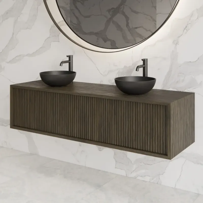 Op = Op Gliss Design Heronimus badmeubel met ribbelfront 140cm charcoal