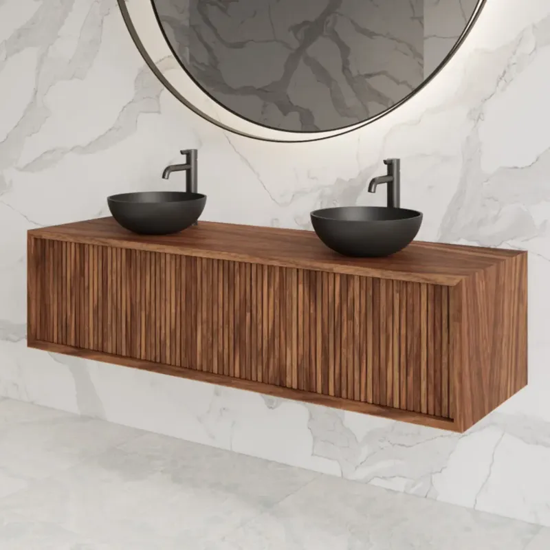 Alleen Vandaag Gliss Design Heronimus badmeubel met ribbelfront 140cm walnut