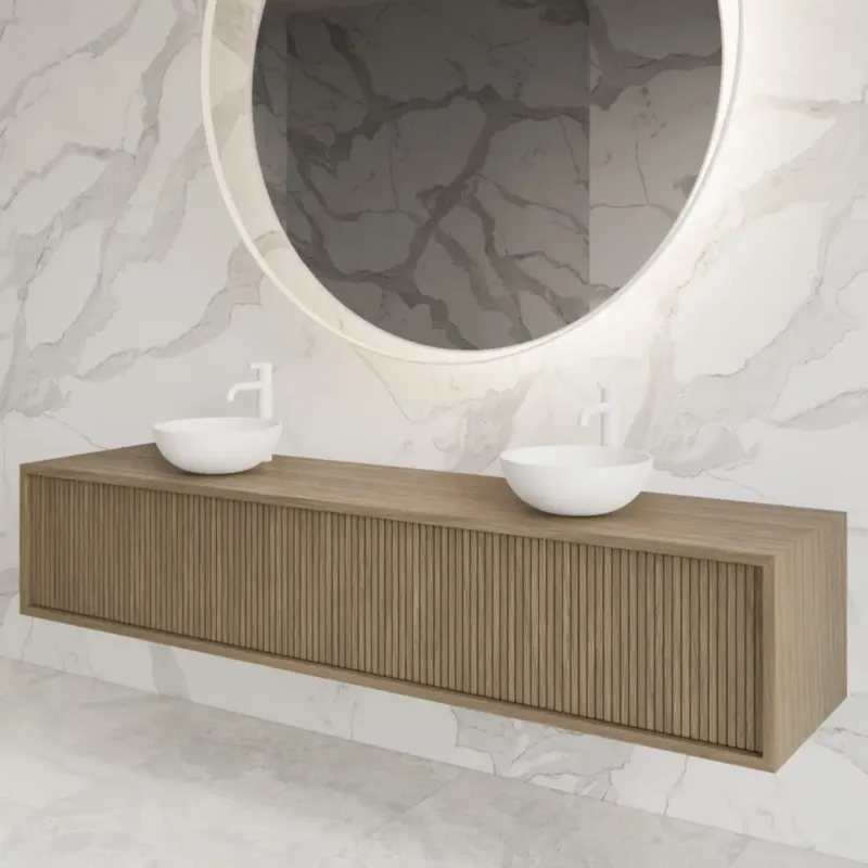 Favoriet Gliss Design Heronimus badmeubel met ribbelfront 180cm met 2 lades ash grey