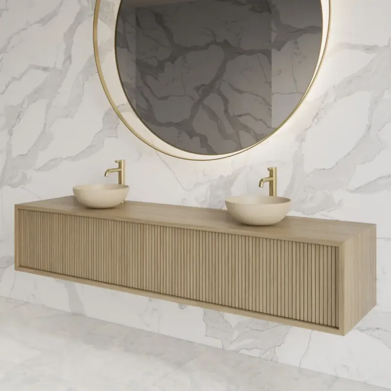 Beste Prijs Gliss Design Heronimus badmeubel met ribbelfront 180cm met 2 lades corn silk