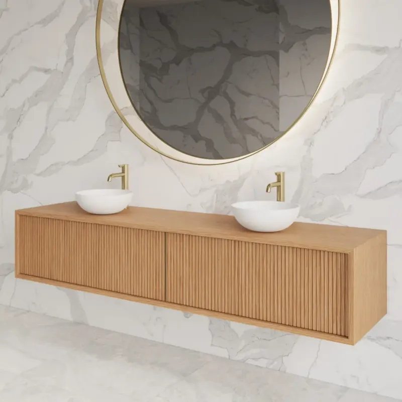 Populair Gliss Design Heronimus badmeubel met ribbelfront 200cm met 2 lades pure