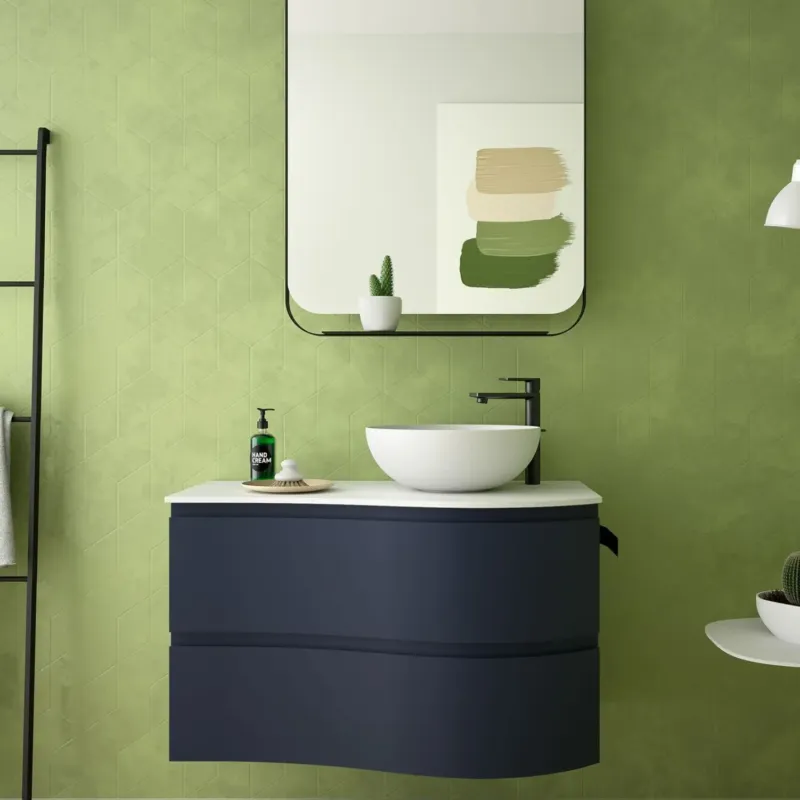 Must-Have Muebles Mam badmeubel 90cm rechts donkerblauw met waskom