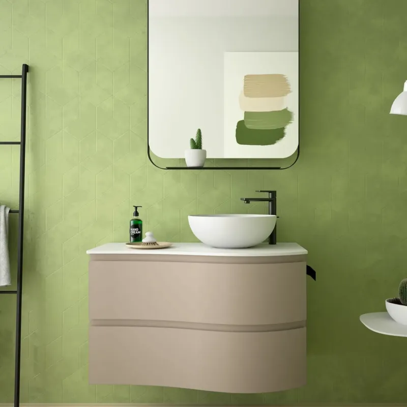 Muebles Mam badmeubel 90cm rechts macchiato met waskom Premium