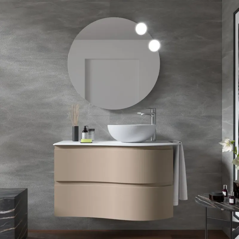 Muebles Mam badmeubel 90cm rechts macchiato met waskom en handdoekhouder Koop Vandaag