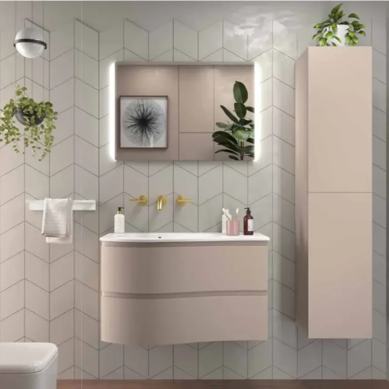 Muebles Mam badmeubel 90cm links macchiato met wastafel solid surface zonder kraangat Beperkt Aanbod