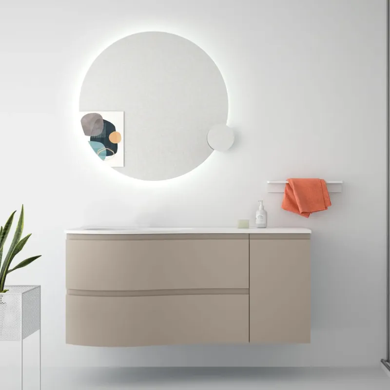 Muebles Mam badmeubel 120cm links macchiato met wastafel solid surface zonder kraangat Favoriet