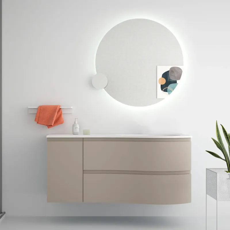 Muebles Mam badmeubel 120cm rechts macchiato met wastafel solid surface zonder kraangat Uitverkoop