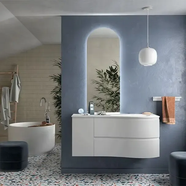 Muebles Mam badmeubel 120cm rechts wit mat met wastafel solid surface zonder kraangat Beperkte Voorraad