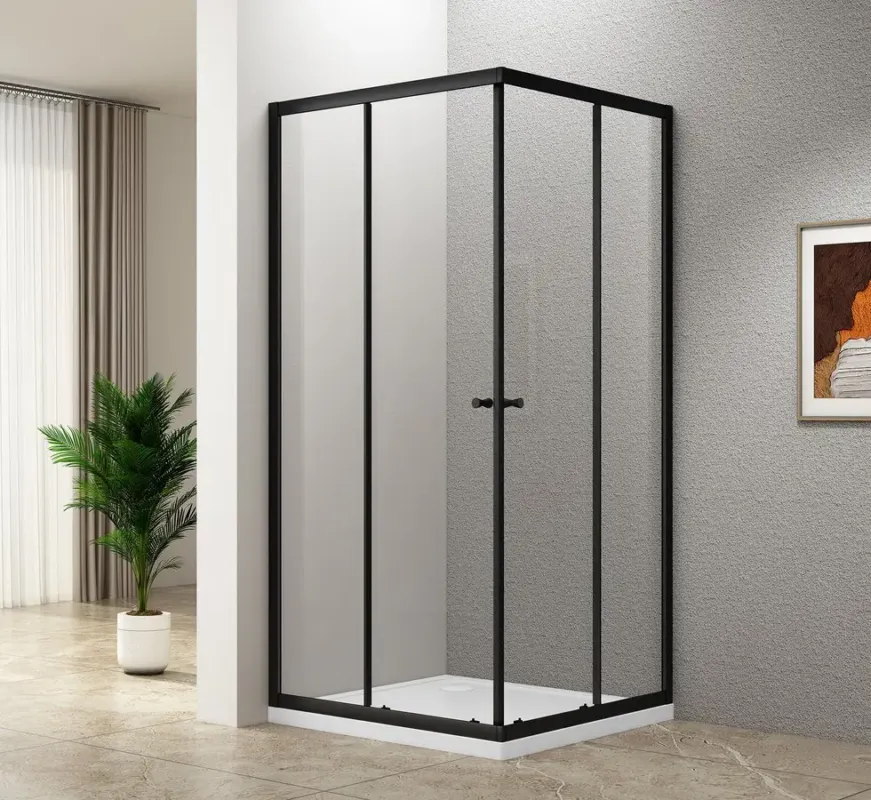 Koop Vandaag Aqualine Agga vierkante douchecabine 80x80cm zwart mat