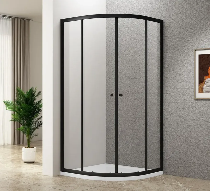 Merkproduct Aqualine Arleta kwartronde douchecabine 90x90cm zwart mat