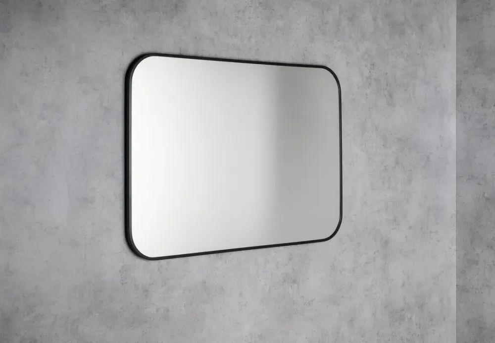 Sapho Arowana spiegel met ronde hoeken 100x70cm zwart Tijdelijk Beschikbaar
