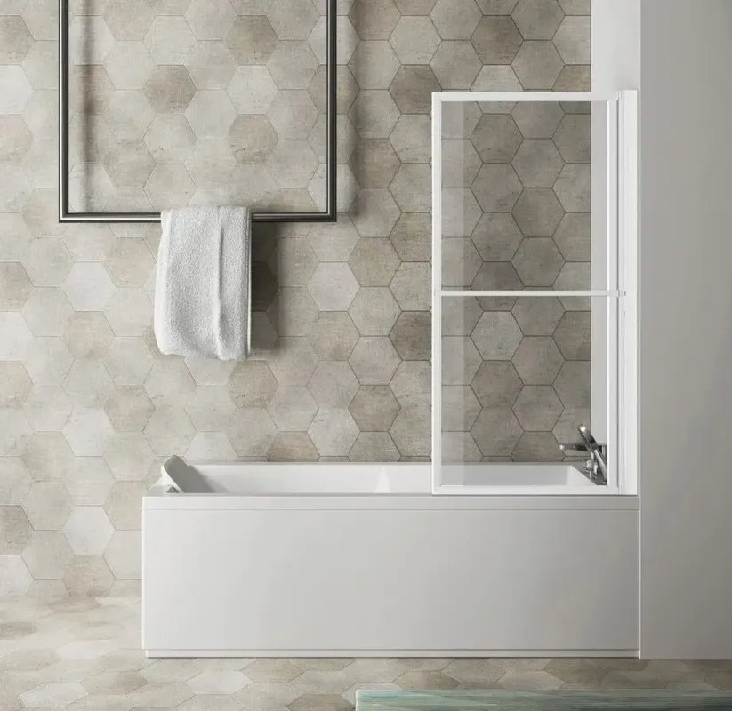 Polysan Kagera draaibare badwand 71x140cm wit mat Exclusieve Aanbieding