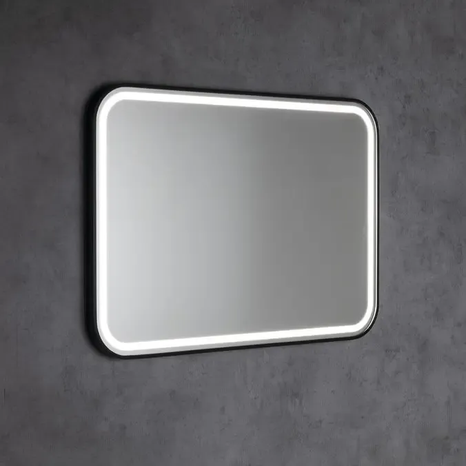 Op = Op Sapho Cetis zwarte spiegel met LED-verlichting 100x70cm