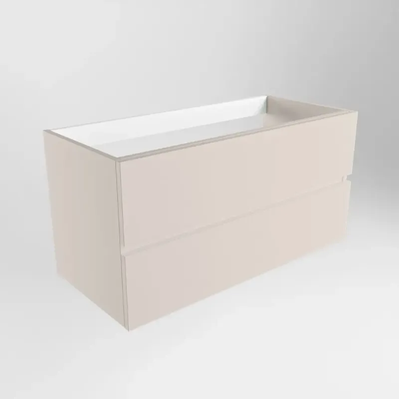 Nu Kopen Mondiaz Vica onderkast 100cm met 2 lades en uitsparing rechts linen