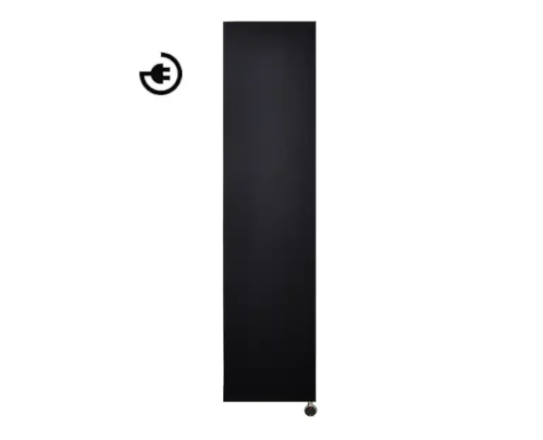 Beperkte Voorraad Sanicare Denso elektrische radiator 40x180cm zwart mat met thermostaat zwart linksonder