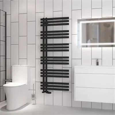 Eastbrook Hurley handdoekradiator 60x150cm 768W zwart mat met thermostaat zwart mat Koop Vandaag