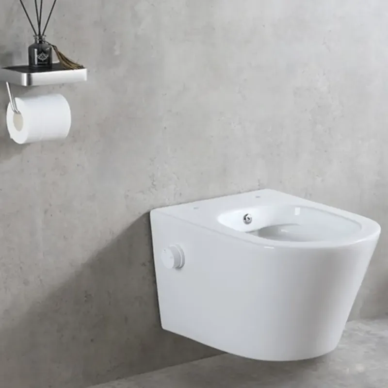 Mueller Afesta randloos toiletpot met bidetsproeier koud wit glans Voordeelprijs