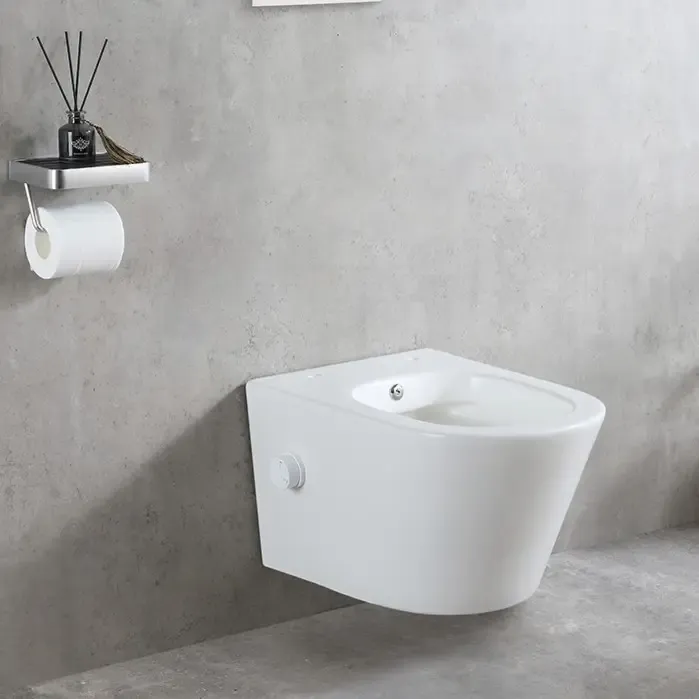 Finale Uitverkoop Mueller Afesta randloos toiletpot met bidetsproeier koud wit mat