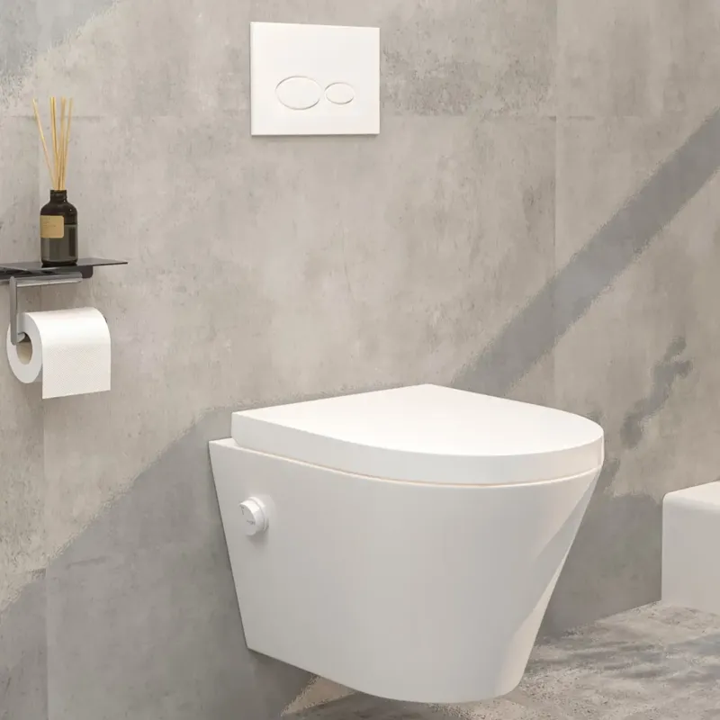 Finale Uitverkoop Mueller Afesta randloos toiletpot met bidetsproeier koud en softclose zitting wit glans