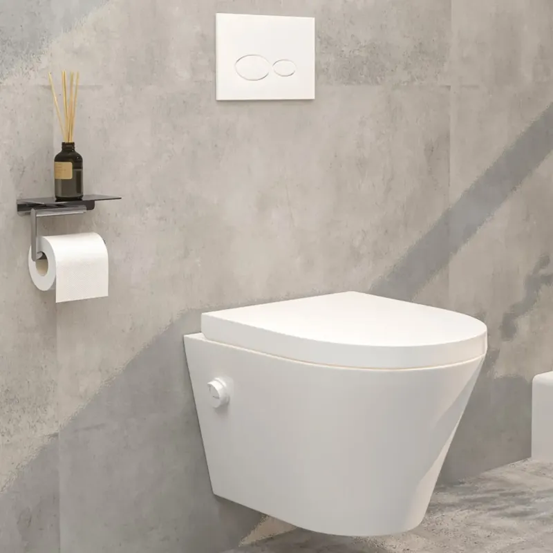 Shop Nu Mueller Afesta randloos toiletpot met bidetsproeier koud en softclose zitting wit mat