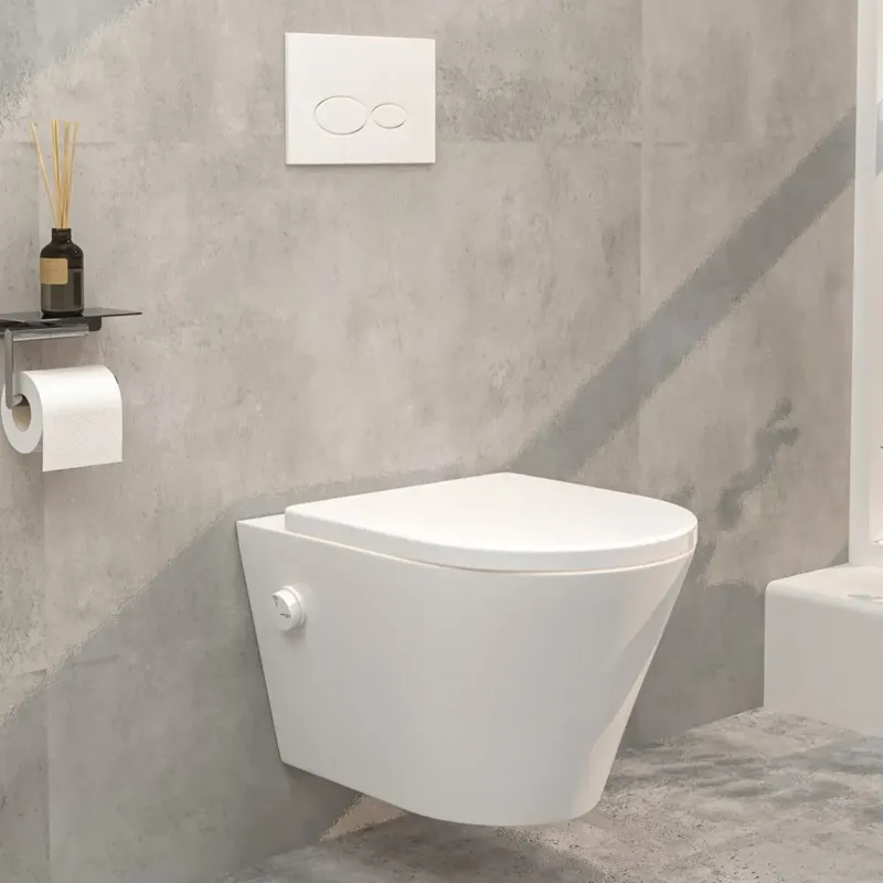 Beperkte Voorraad Mueller Afesta randloos toiletpot met bidetsproeier koud en dunne softclose zitting wit glans