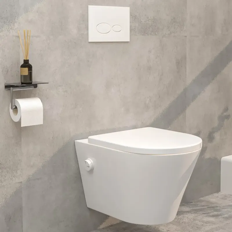 Laatste Kans Mueller Afesta randloos toiletpot met bidetsproeier koud en dunne softclose zitting wit mat