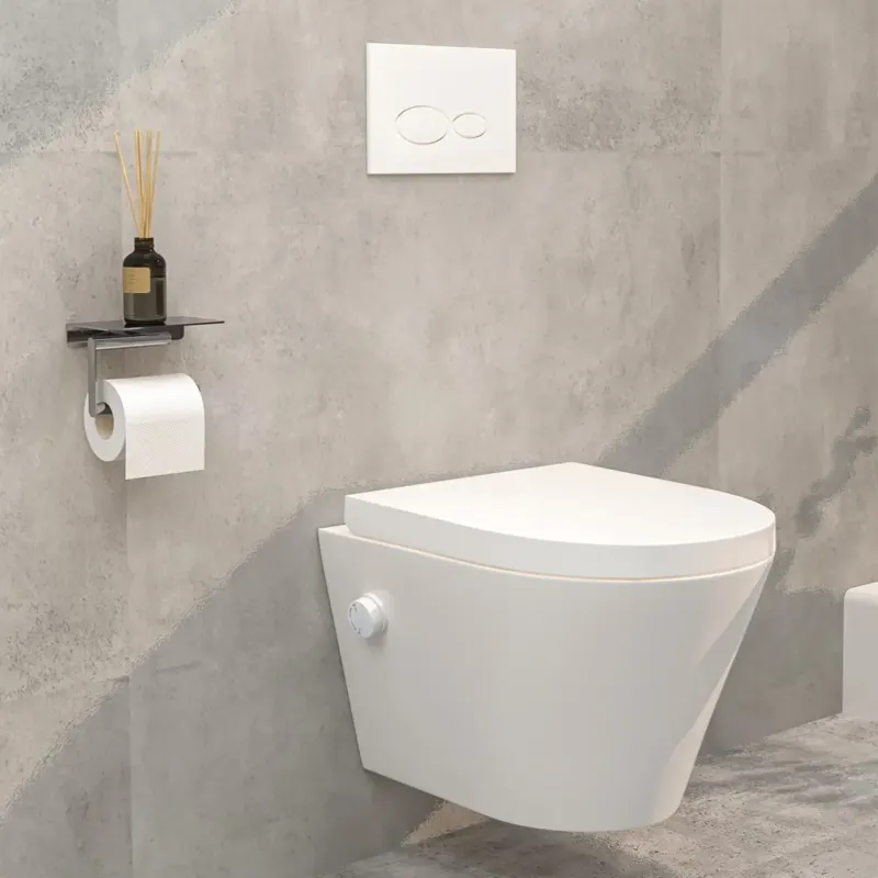 Hoge Kwaliteit Mueller Afesta randloos toiletpot met bidetsproeier warm/koud en softclose zitting wit glans