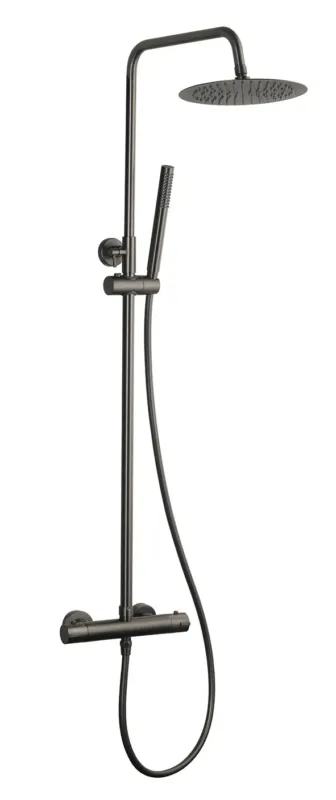 Superprijs Mueller Ferro thermostatische opbouw regendoucheset 25cm gunmetal