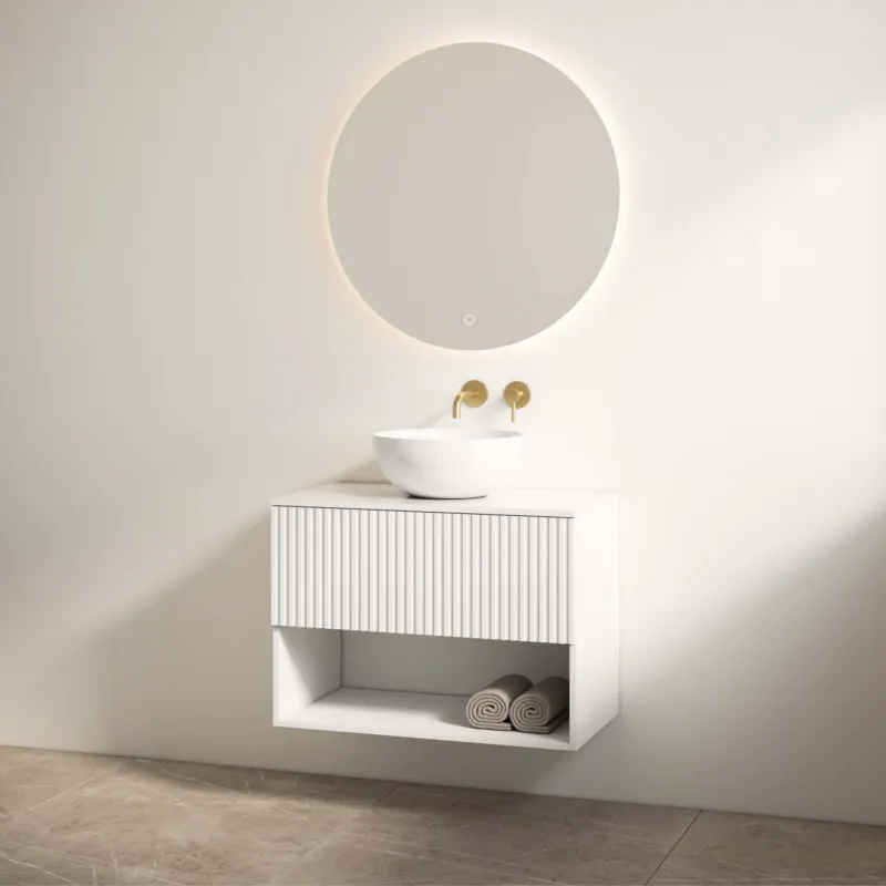 Best Design Rigatti badmeubel 78cm wit mat met ribbelfront en wit glans topblad Goedkoop