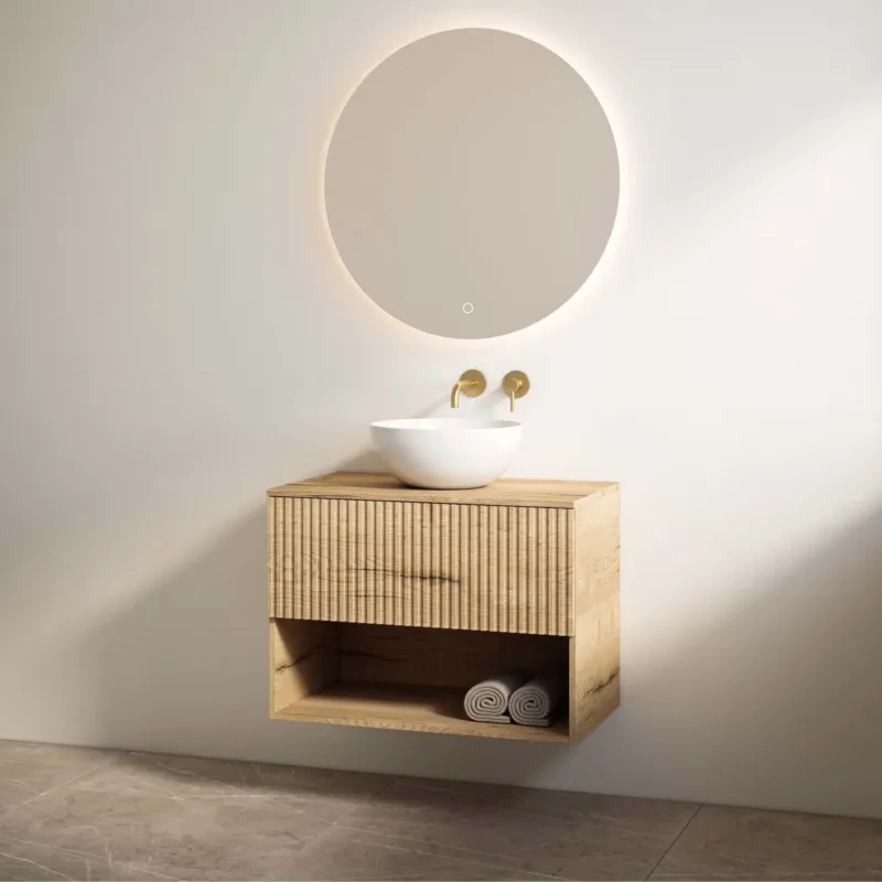 Beperkte Voorraad Best Design Rigatti badmeubel 100cm eiken met ribbelfront en eiken topblad