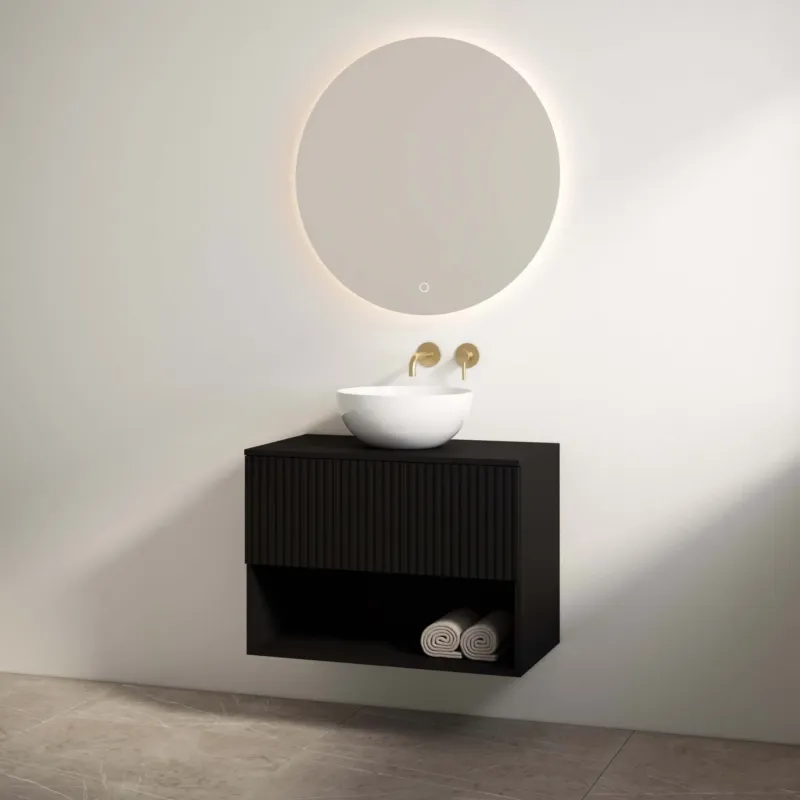 Best Design Rigatti badmeubel 100cm zwart mat met ribbelfront en zwart mat topblad Shop Nu