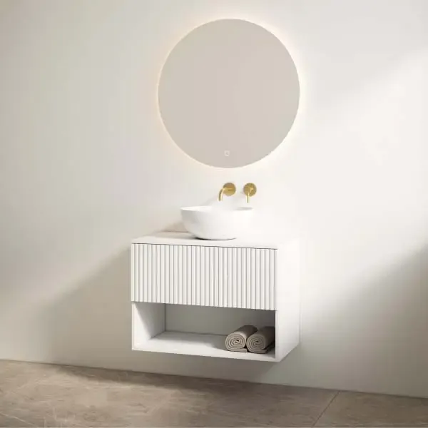 Koopje Best Design Rigatti badmeubel 100cm wit mat met ribbelfront en wit mat topblad