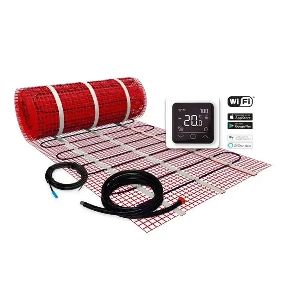 Aanbieding Plieger Heat vloerverwarmingskit 50x700cm = 3,5m² met zwarte wifi thermostaat