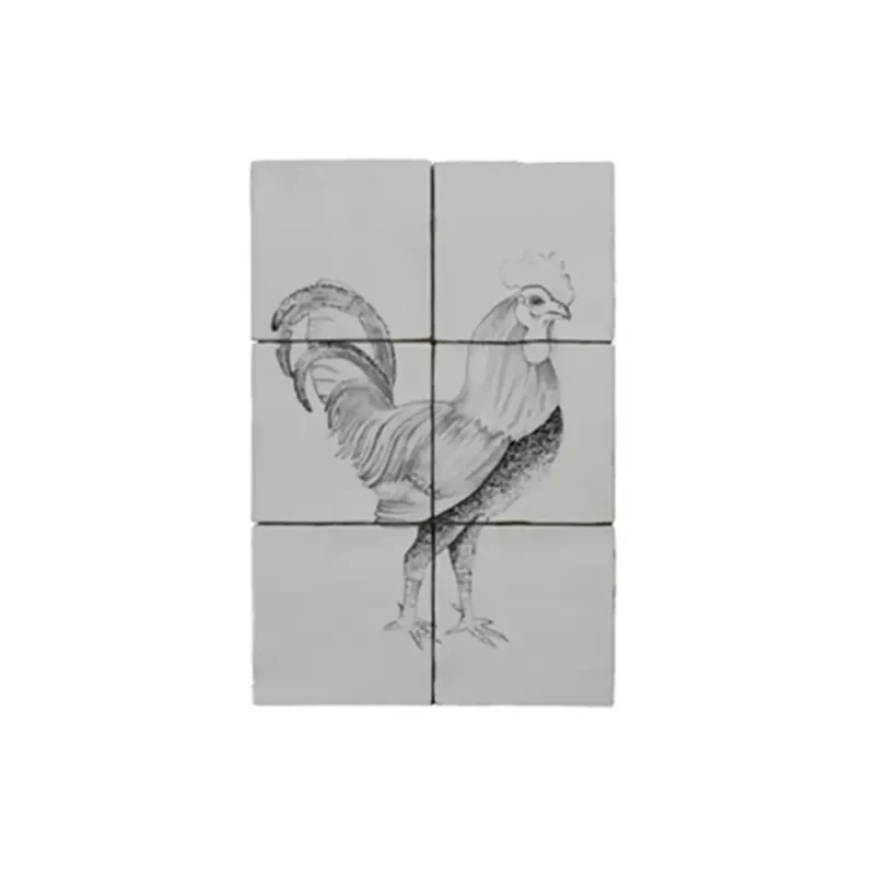 Terre d‘Azur Malaga wandtegel met decor kip 13x13cm beige - 6 stuks Snelle Levering