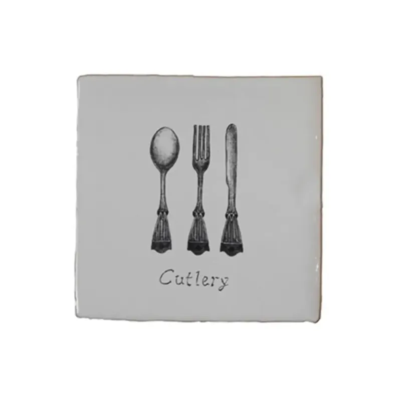 Terre d‘Azur Malaga wandtegel met decor bestek 13x13cm beige Flitsaanbieding