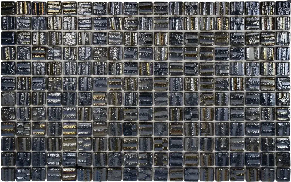 Tegelsample The Mosaic Factory Valencia glasmozaïek 3D tegels 32x52cm zwart Bestel Nu