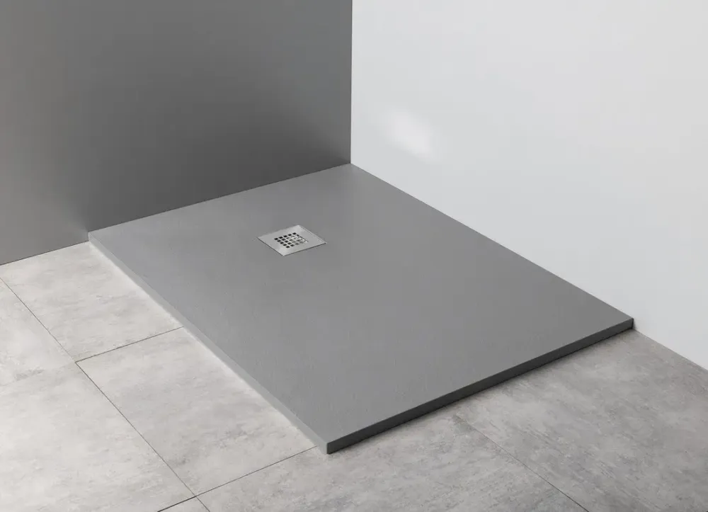 Hete Deal Gelco Mitia rechthoekige douchebak stone-look 120x100cm grijs