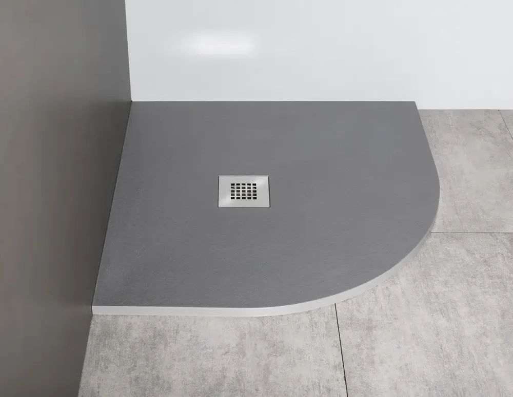 Gelco Mitia kwartronde douchebak stone-look 90x90cm grijs Hoge Kwaliteit