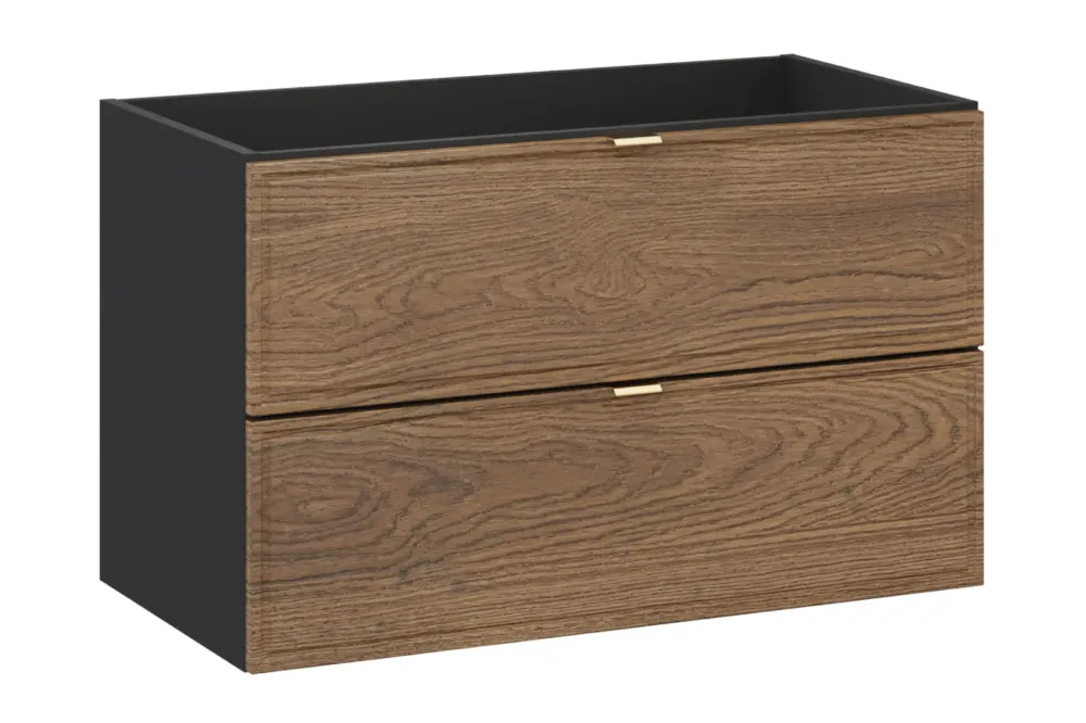 Comad Talia Casella onderkast met 2 lades gefreesde voorkant 80cm eiken/zwart Goedkoop