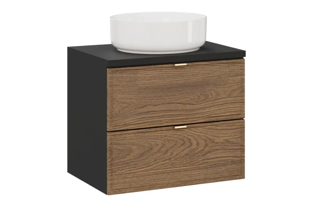 Beperkt Aanbod Comad Talia Casella badkamermeubel 60cm met toppaneel en waskom eiken/zwart