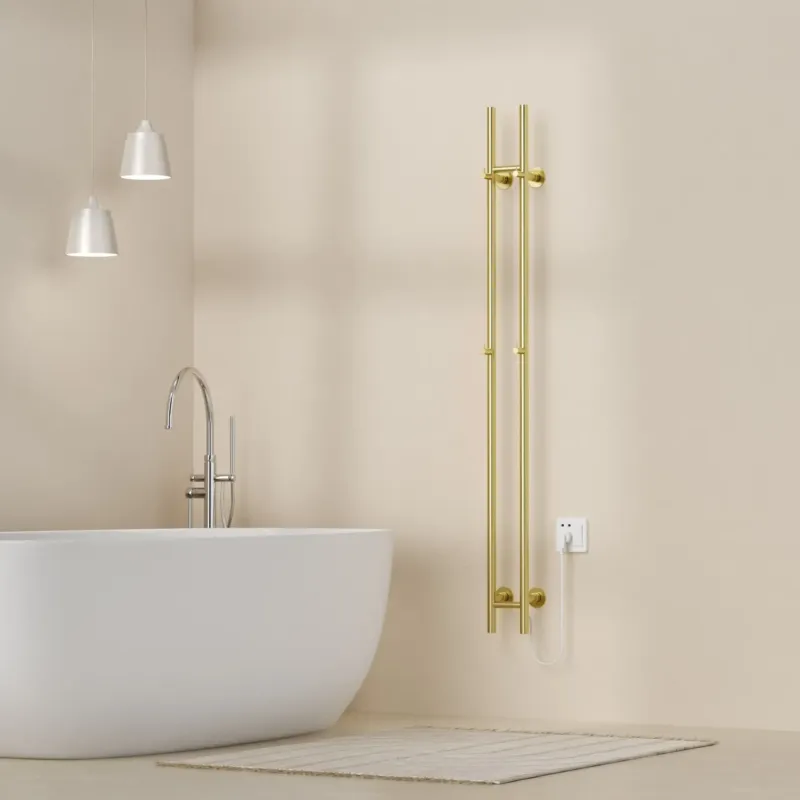 Gereduceerde Prijs Sanigoods Lilia elektrische staafradiator dubbel 150cm goud geborsteld 120W